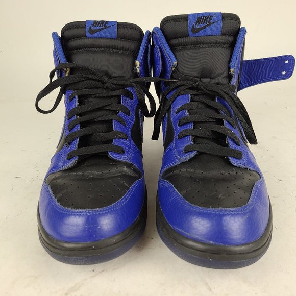 RARE Nike Dunk High Black Old Royal Leather Sz 13 Men's 317982-030 2011 VTG - Picture 2 of 10